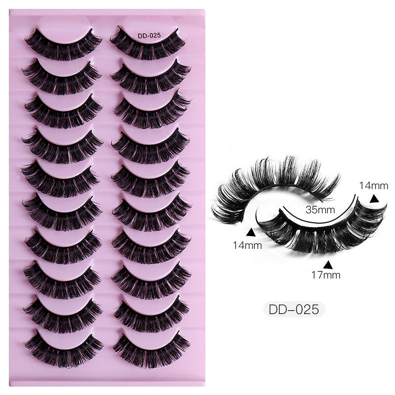 New DD Russian Large Roll Grafting Free False Eyelashes 10 Pairs Of Multi-Layer Thick Cross Mink Like Eyelashes - Korvel
