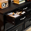 Modern 3 Drawer Bedroom Chest of Drawers with 7 Drawers Dresser, Clothes Organizer -Metal Pulls Black, 47.6″L x 15.7″W x 26.6″H - Korvel