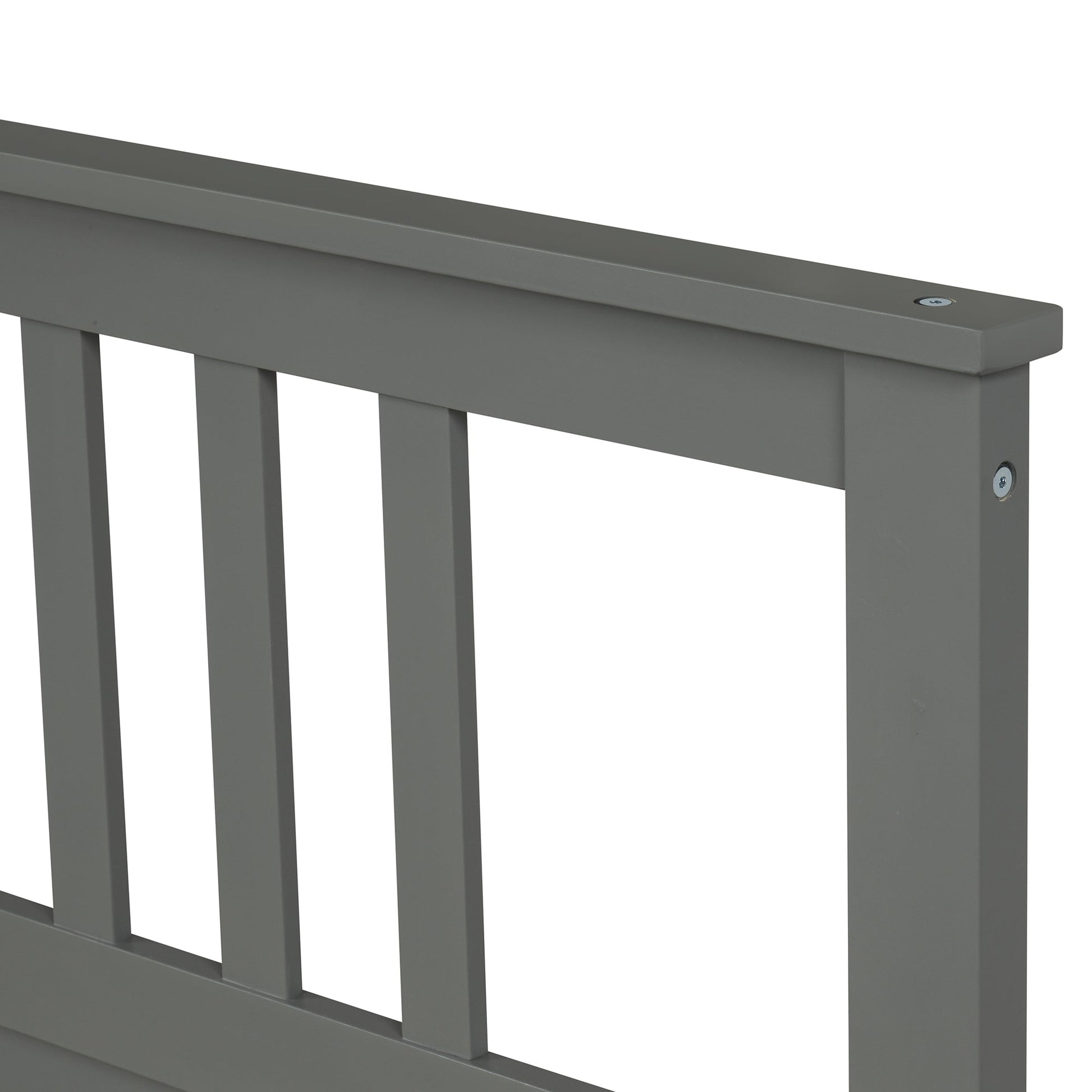 Wood Platform Bed with Headboard and Footboard  Full (Gray) - Korvel
