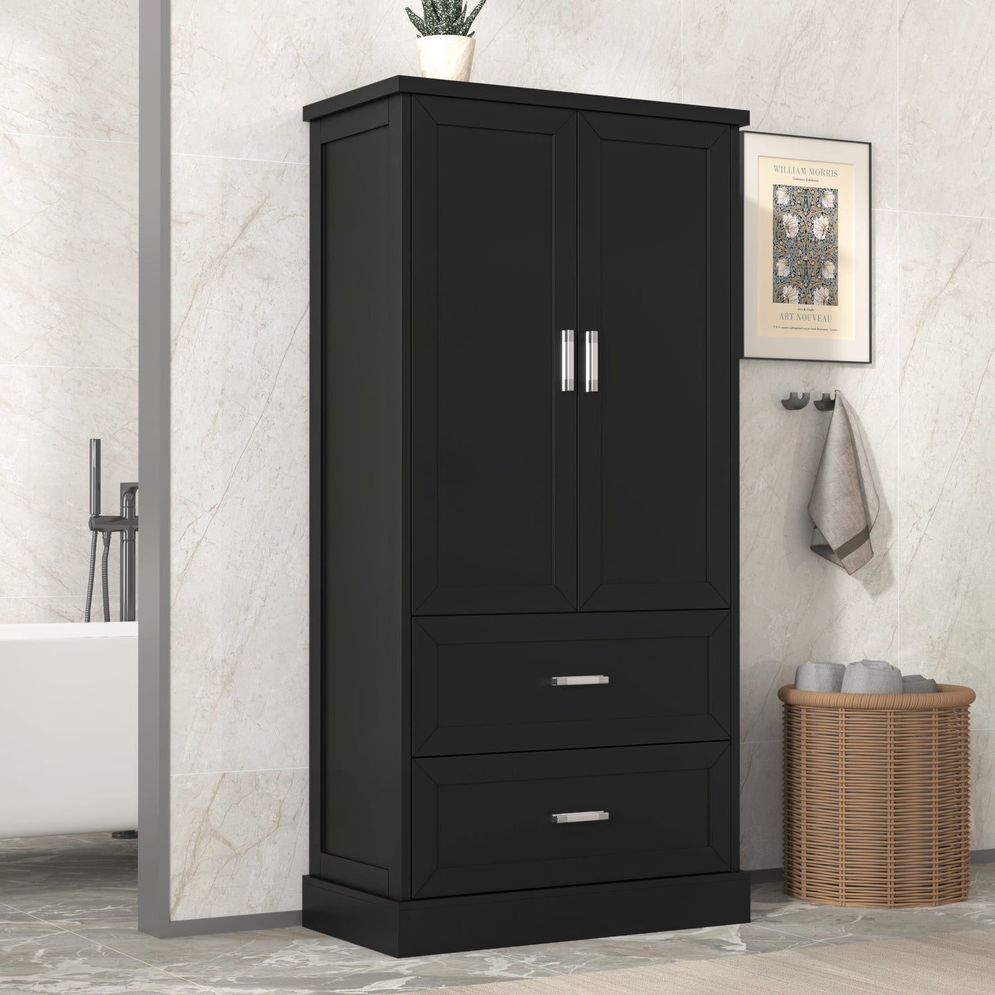 Elegant Tall Bathroom Storage Cabinet with Adjustable Shelf