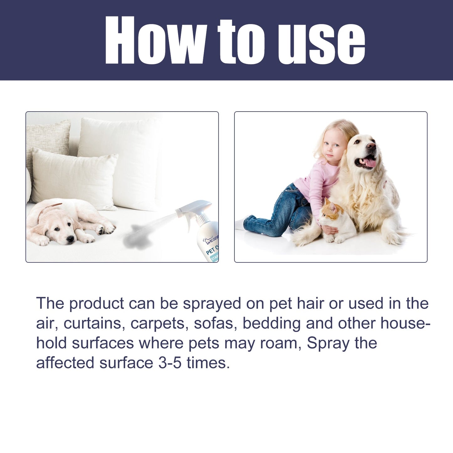 Spray Éliminateur d'Odor et de Taches pour Animaux de Compagnie Premium