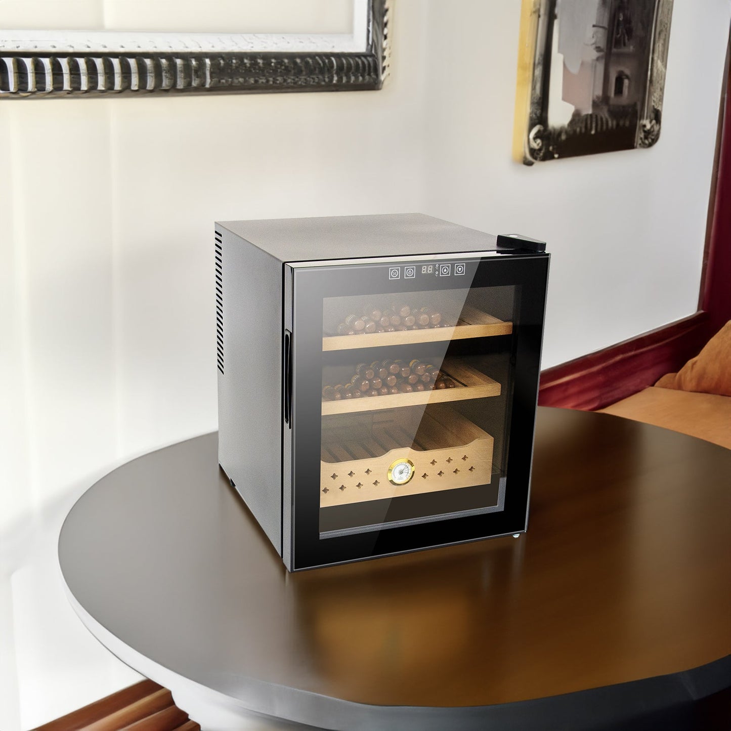 50L Electric Humidor, 300 Counts Capacity Cigar Humidor Humidifiers with Constant Temperature Controller - Korvel