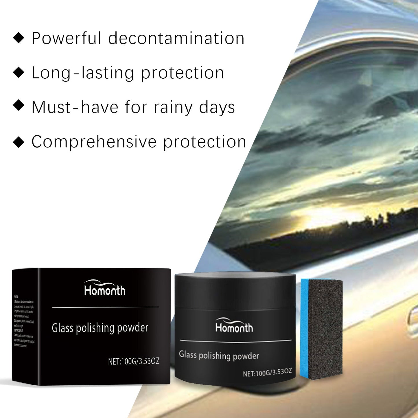 Poudre de polissage pour verre de voiture premium pour des fenêtres cristallines