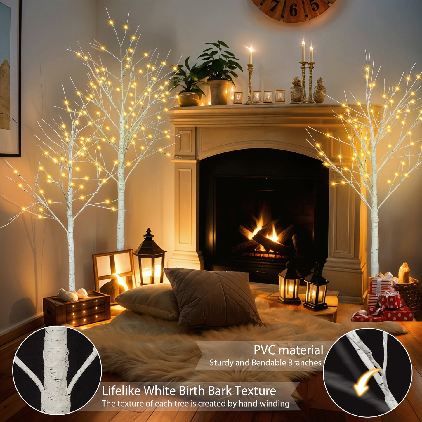 Lighted Artificial Birch Tree - 4FT, 5FT, 6FT Options