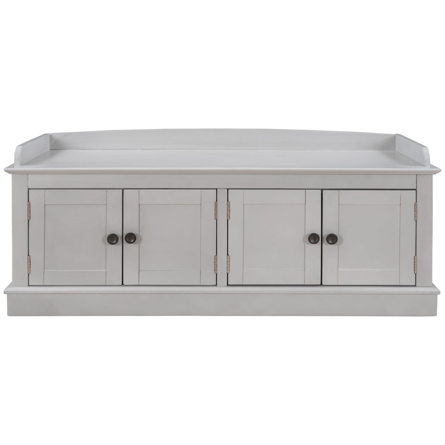 TREXM storage table with 4 doors and adjustable shelves and detachable cushioned shoe stand(Gray Wash) - Korvel