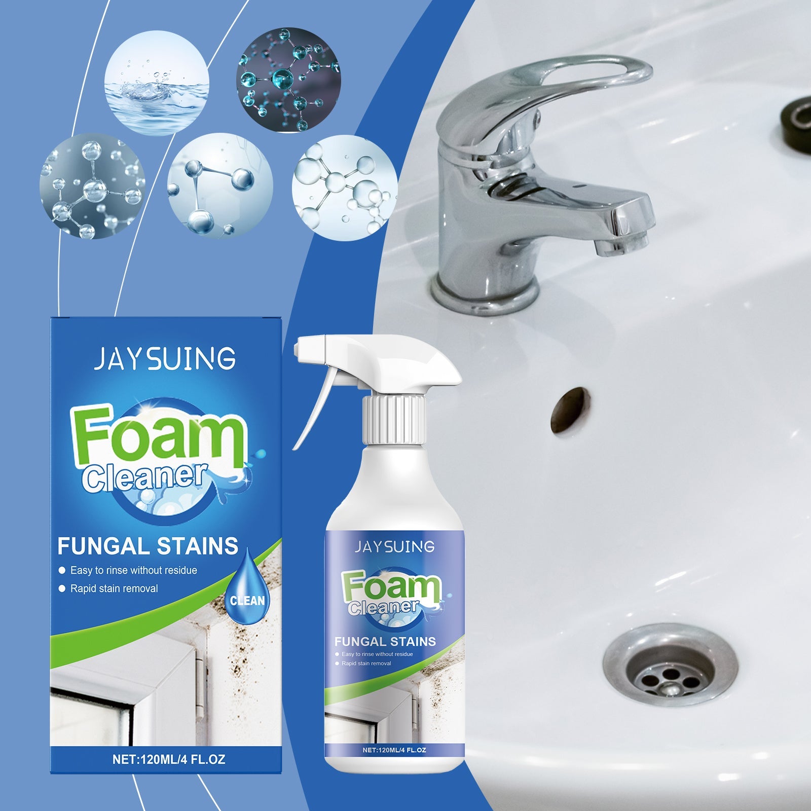 Stain Removal Foam Cleaner, Multi-Purpose Home Cleaner For Moldy Wall Tile - Korvel