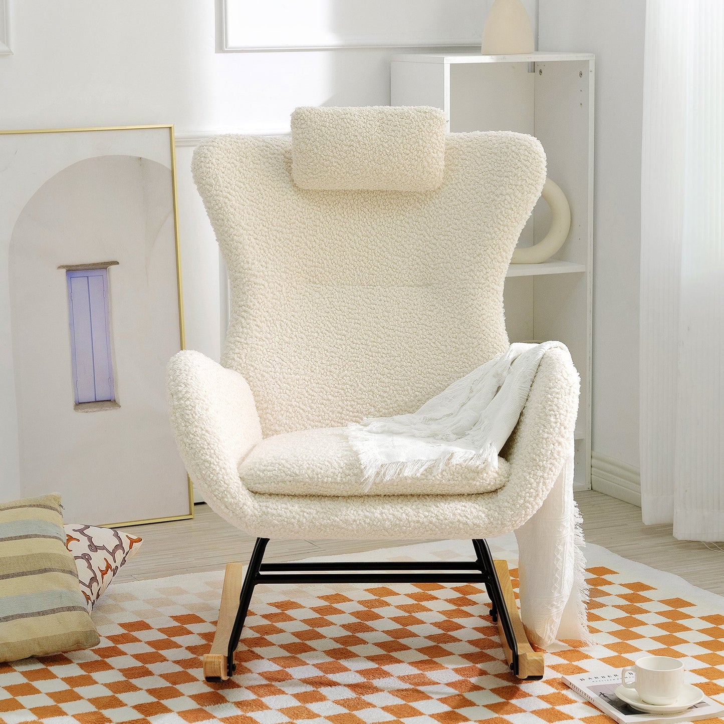 Chaise Berçante Premium en Tissu Cachemire