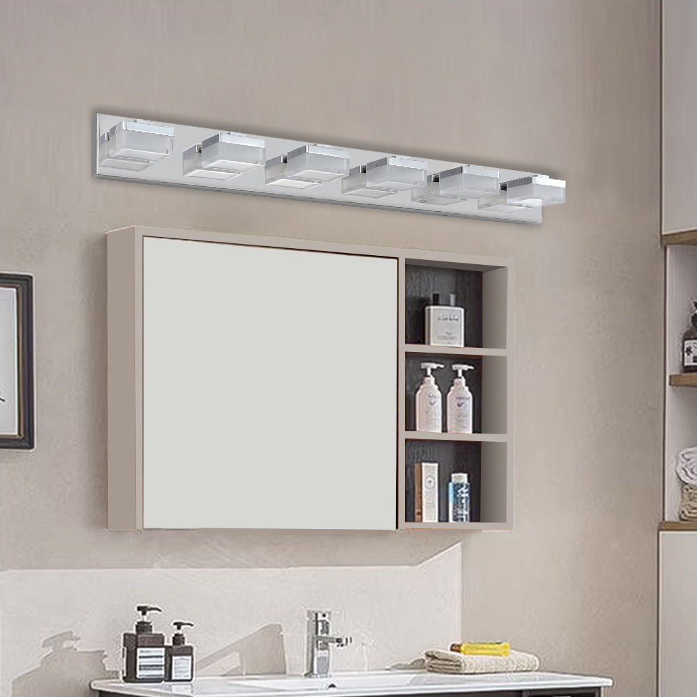 Applique de miroir LED moderne à 6 lumières en chrome