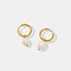 Retro earrings freshwater pearl ring earrings titanium steel 18K plated with real gold jewelry - Korvel