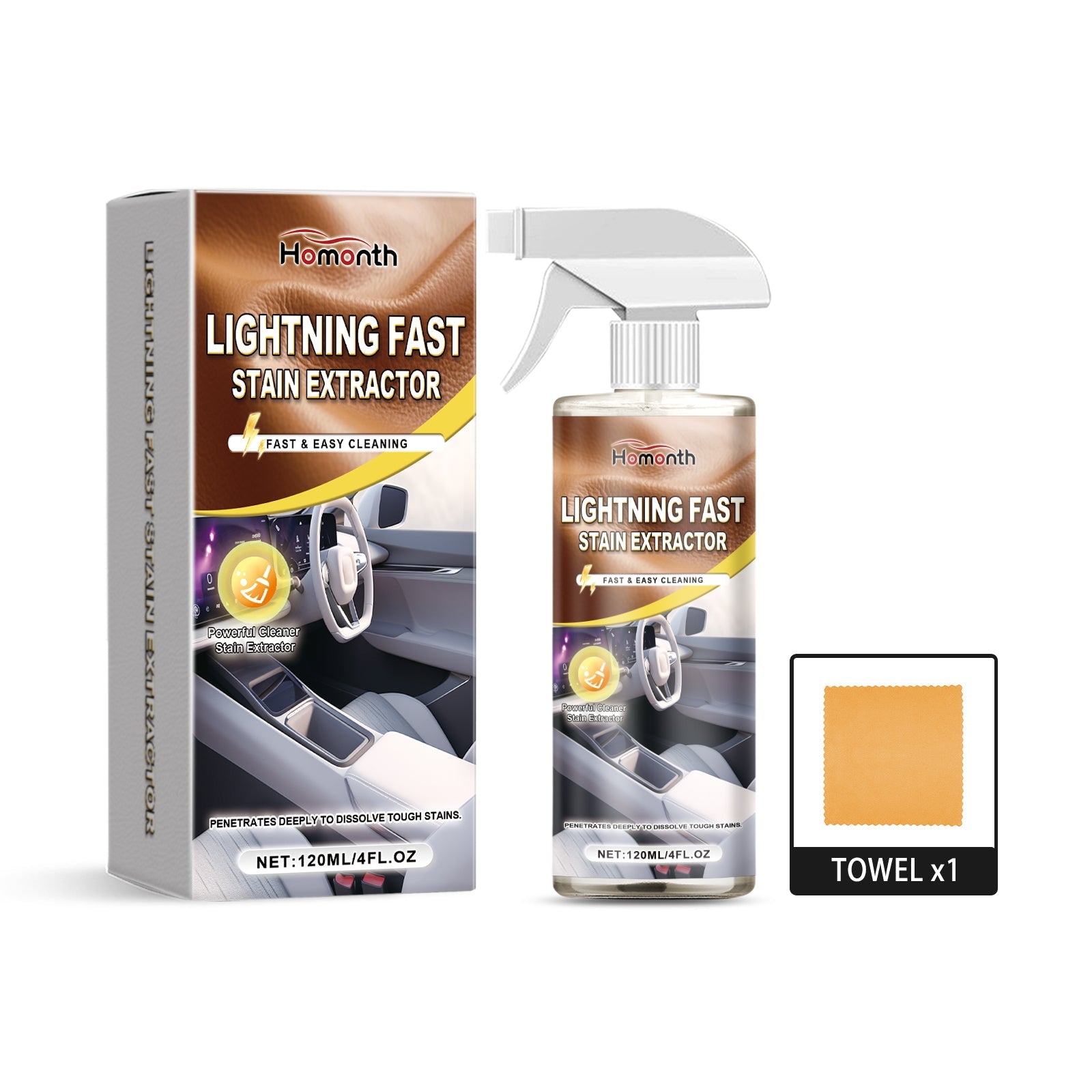 Car Interior Cleaning Agent, Leather Fabric Plastic Effective Cleaning And Stain Removal Cleaner - Korvel