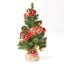 Árbol de yute rojo y dorado de 2' con 50 luces LED blancas cálidas