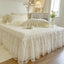 Lace rose embroidery all cotton four piece set pure cotton bed with cotton clip bed skirt duvet cover - Korvel