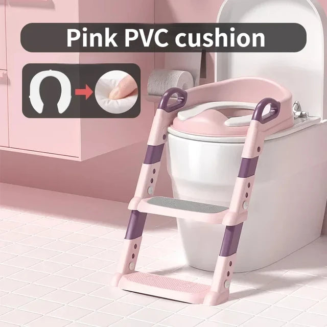 Stair Style Children's Toilet Boy and Girl Baby Toilet Folding Rack Step Stool Child Step Toilet Seat Ring Baby Potty Toilets - Korvel