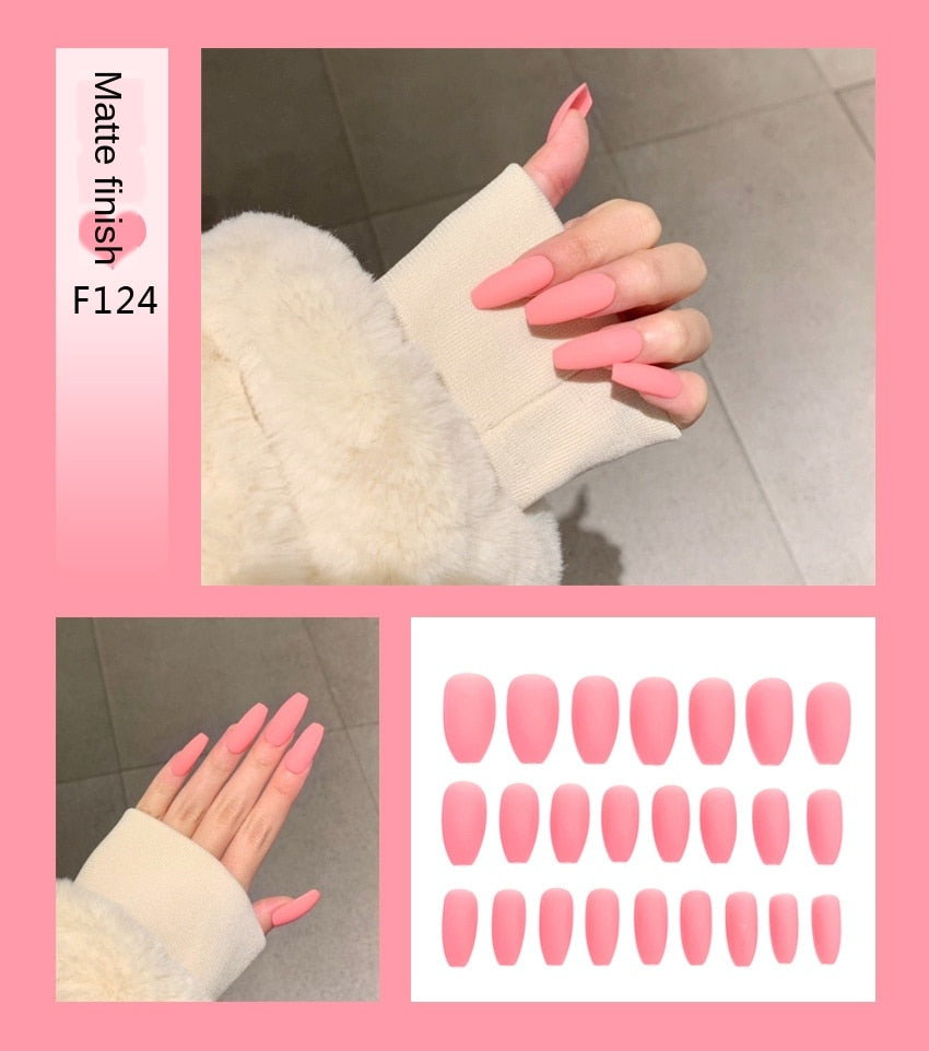 Premium Stiletto Press-On Nails with Glue - 24 Pieces