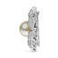 Broche de Flor de Diamante y Perla Cultivada en Oro Blanco de 18K