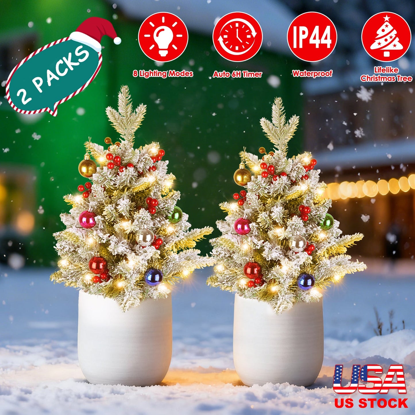 Relleno de Urna de Árbol de Navidad Iluminado con Berries y Luces LED