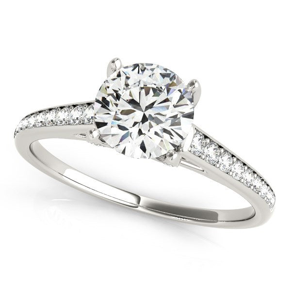 14k White Gold Diamond Engagement Ring with Cathedral Design