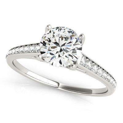 Anillo de Compromiso de Diamante en Oro Blanco de 14k con Diseño de Catedral