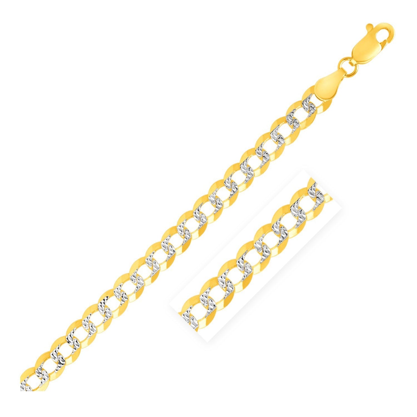 Bracelet en or bicolore pavé 14k - Largeur de 4,7 mm