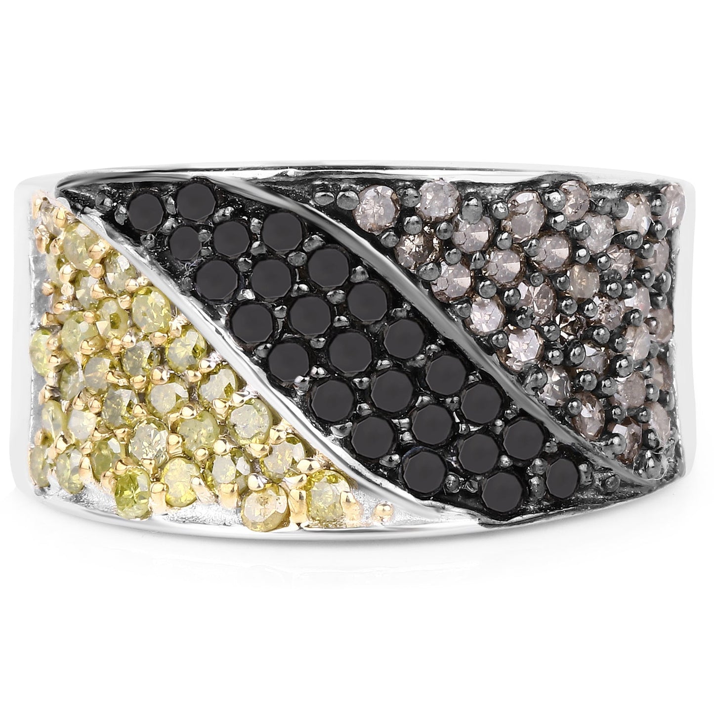 Bague de fiançailles en argent sterling .925 avec plusieurs diamants de 1,32 carat