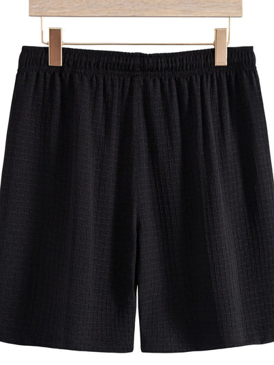 Men's Classic Textured Jogger Shorts with Elastic Waist