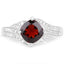 Bague en argent sterling avec grenat véritable de 1,67 carat et topaze blanche