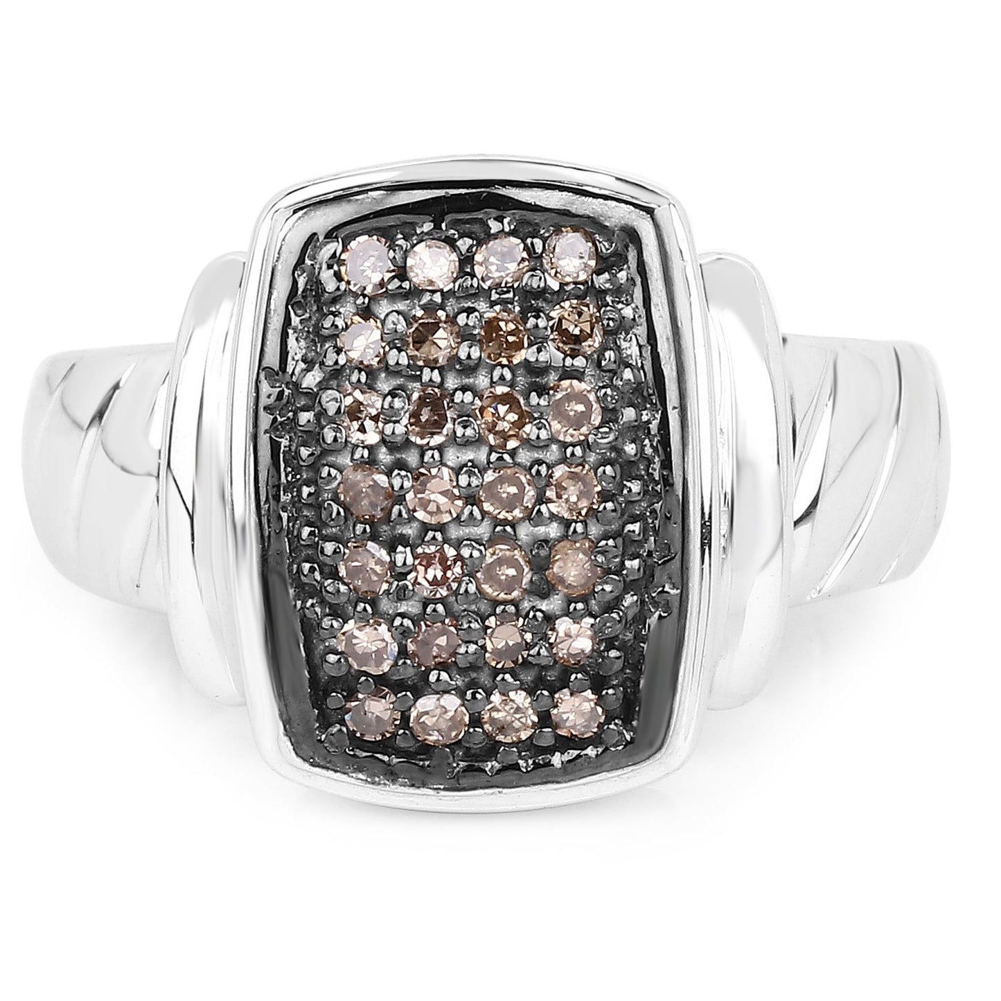 Bague en Argent Sterling avec Diamant Champagne de 0,22 Carat