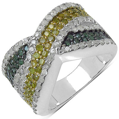 Bague de fiançailles en argent sterling avec plusieurs diamants de 1,44 carat