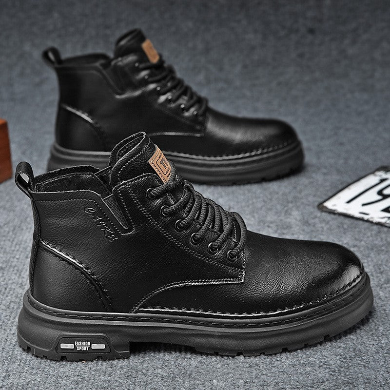 Bottes Martin : Chaussures décontractées mi-hautes à semelle épaisse