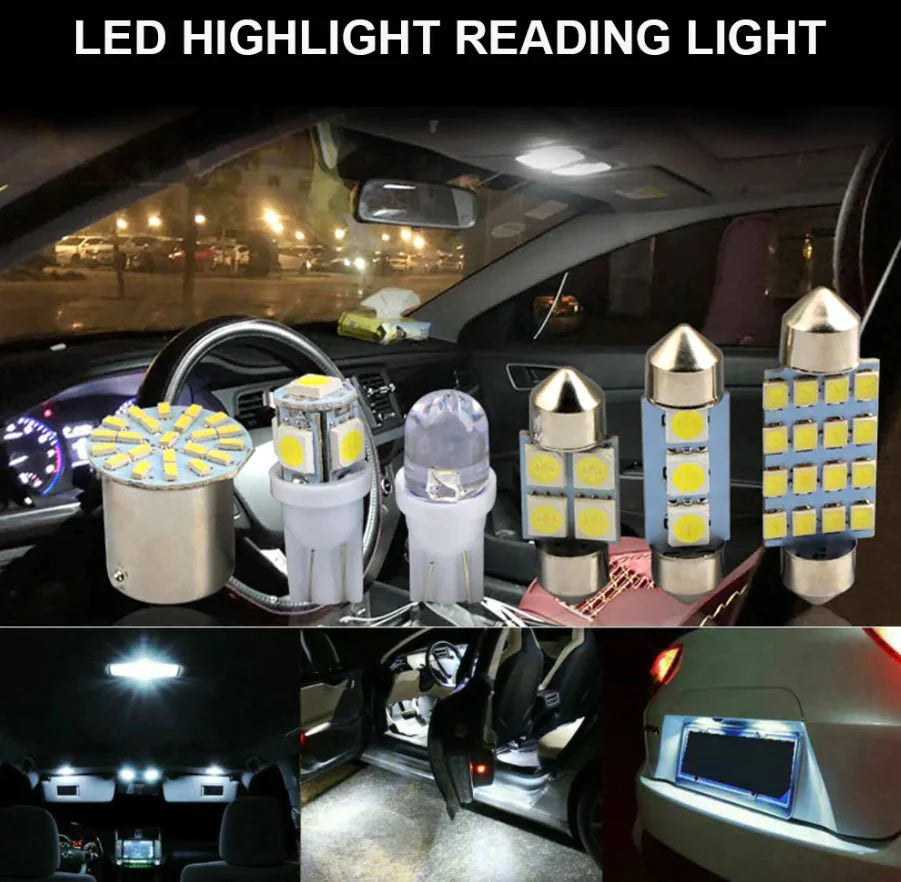 28-Piece White LED Interior Light Bulb Set for Cars