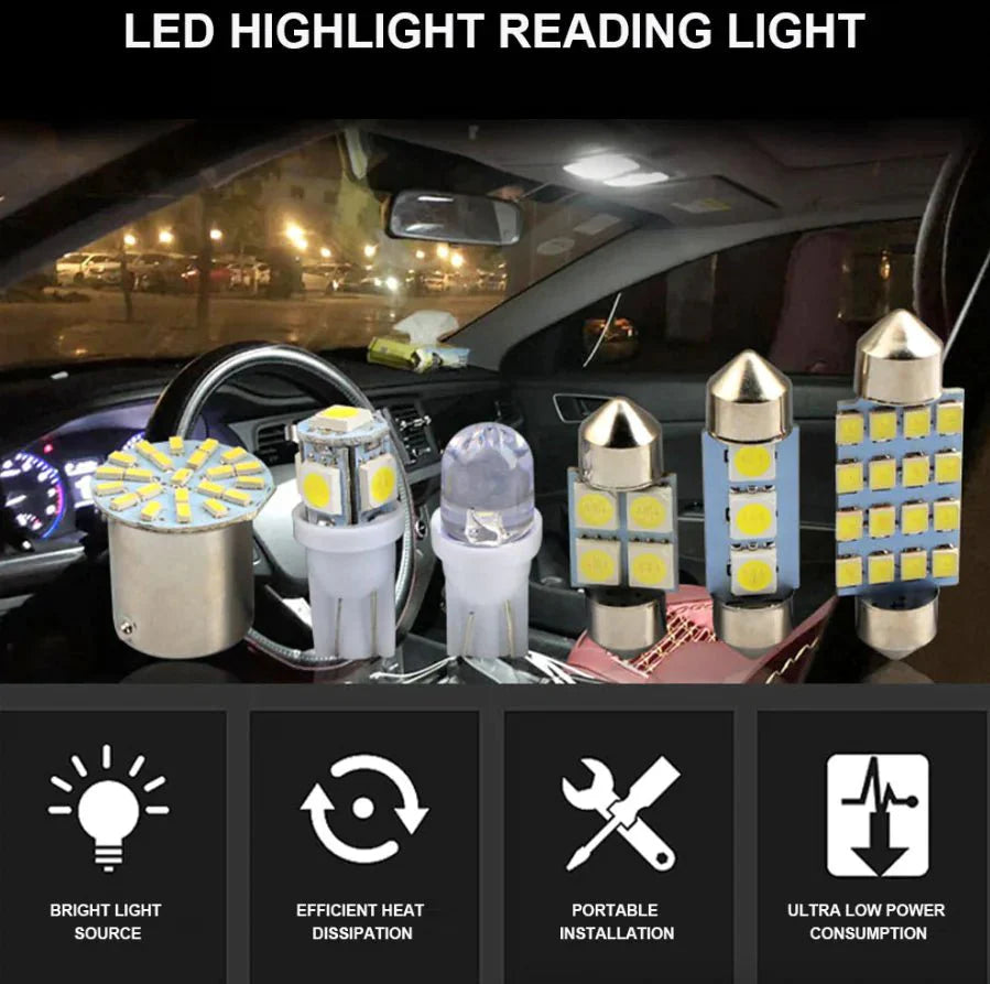 28-Piece White LED Interior Light Bulb Set for Cars