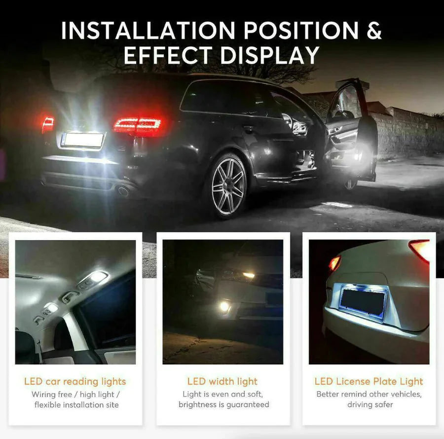 28-Piece White LED Interior Light Bulb Set for Cars