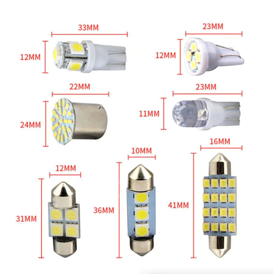 28-Piece White LED Interior Light Bulb Set for Cars