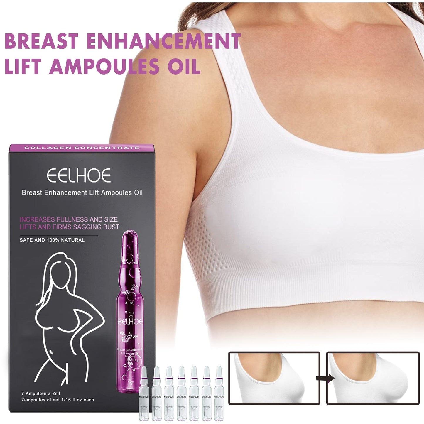 Breast Enhancement Lift Ampoules Oil, Gently Moisturize And Tighten The Breasts Plump And Full Lifting Breast Care Essence - Korvel