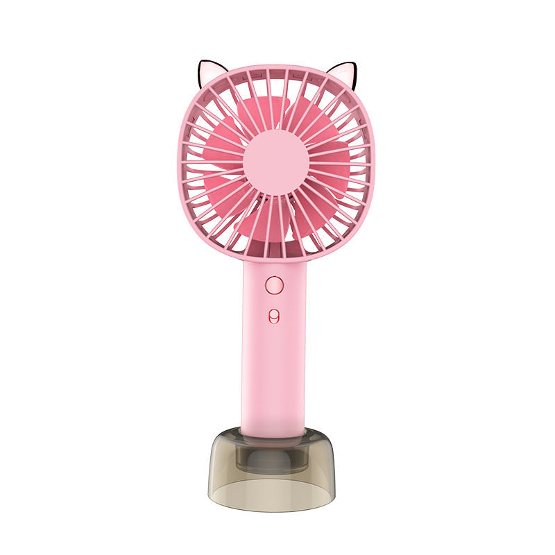 Cute Handheld Mini Fan Desktop Small Fan USB Charging Easy To Carry Fan Mute Small Fan - Korvel