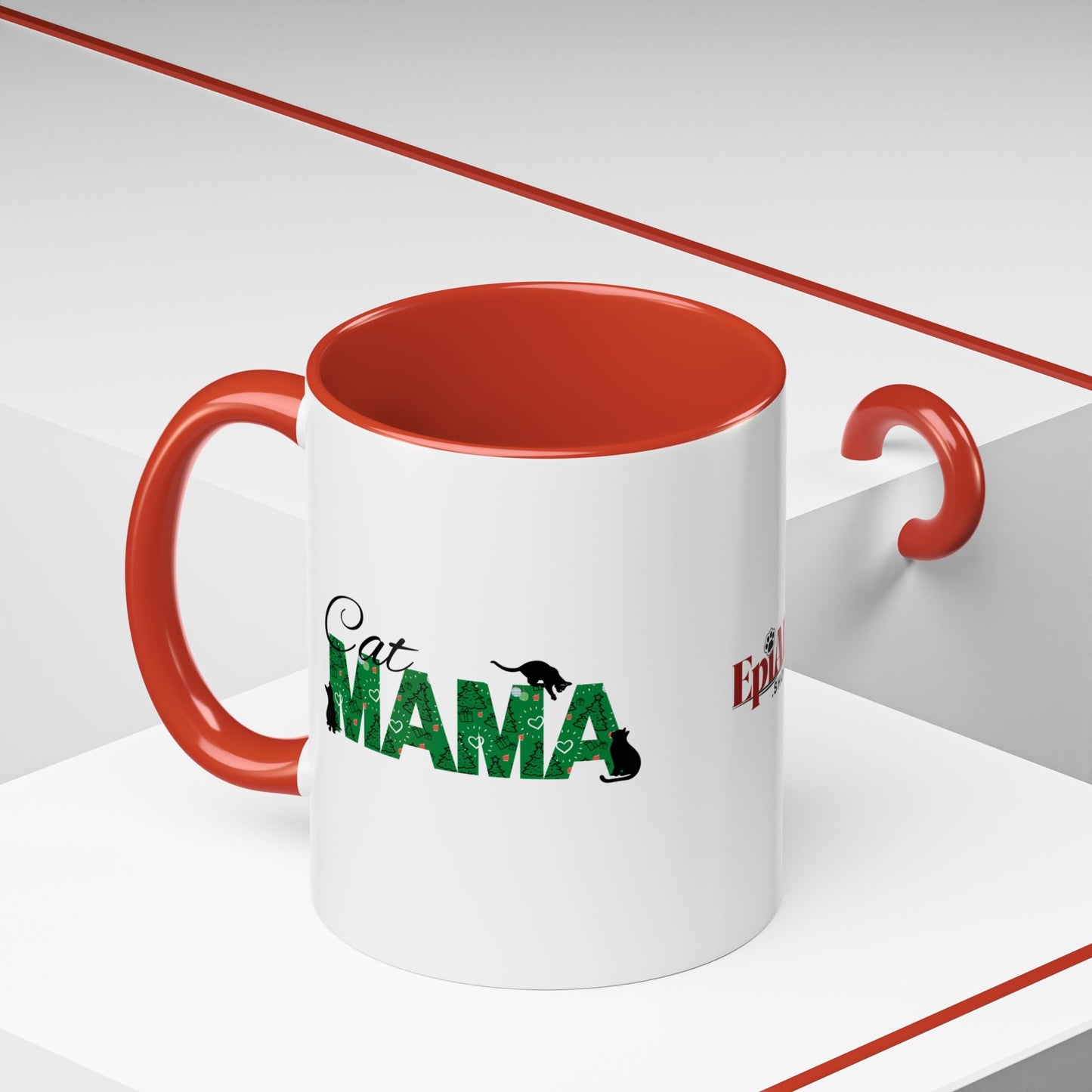Christmas Cat Mama Accent Coffee Mug - 11oz & 15oz