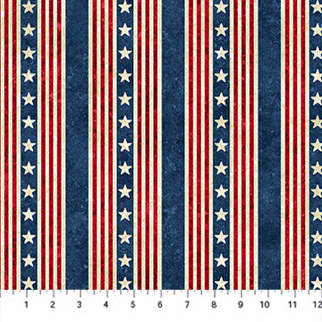 Stars And Stripes Multi Stripe Beige Cotton Fabric - 43"/44" Per Yard