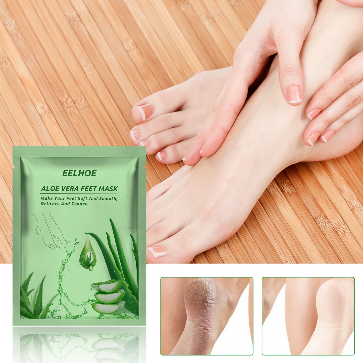 Masque pour les pieds à l'Aloe Vera pour l'hydratation et le soin