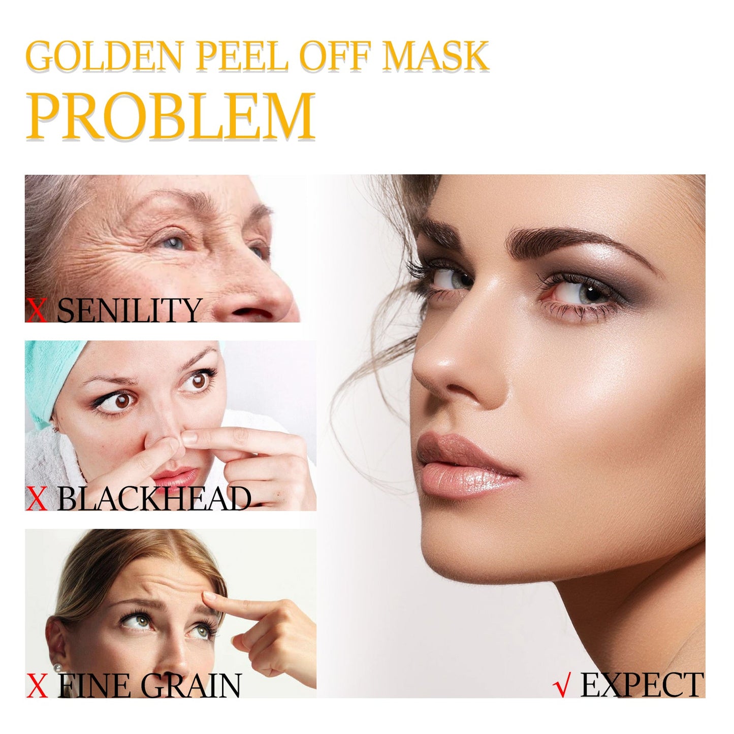 24k Gold Peel Mask Deeply Cleanses The Skin Of Blackheads, Pimples, Delicate Pores And Tighteners Skin Care - Korvel