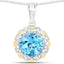 Colgante de Topacio Azul Suizo de 2.32 Quilates y Diamantes en Oro de 14K y Plata Esterlina