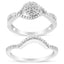 Anillo de Conjunto de Boda con Halo de Diamantes de Plata Esterlina .925 - Talla 7