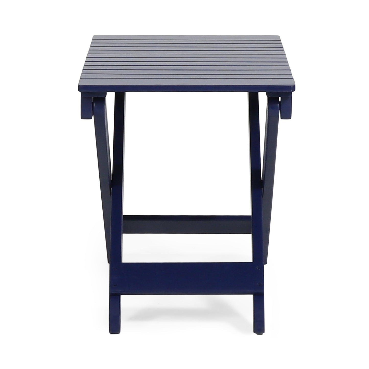 Outdoor Folding Wooden Side Table, Navy Blue, 15"D x 22.75"W x 18.25"H - Korvel