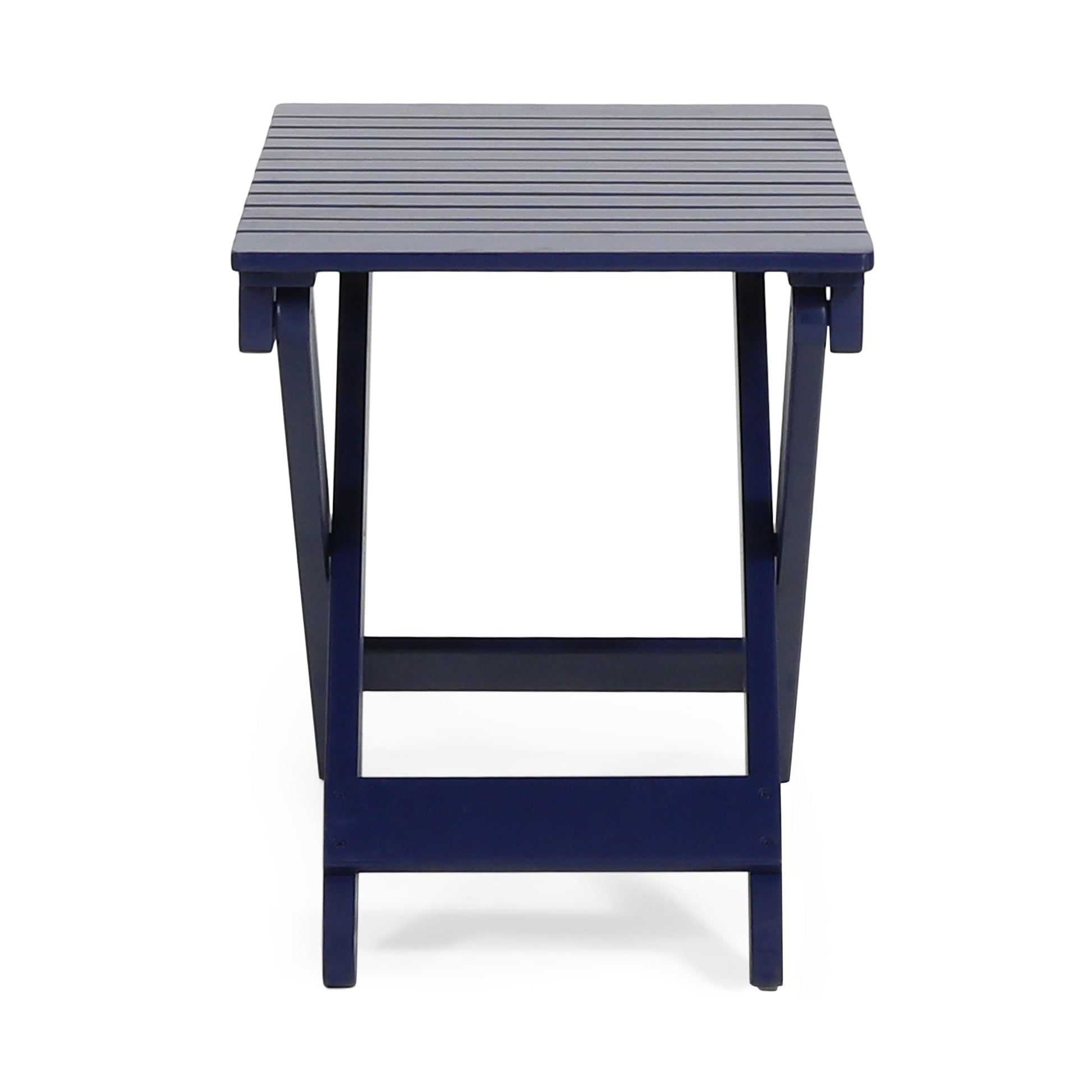 Outdoor Folding Wooden Side Table, Navy Blue, 15"D x 22.75"W x 18.25"H - Korvel