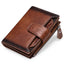 Men's short genuine leather wallet first layer cowhide Korean style fashion casual wallet driver's license wallet father's day gift - Korvel