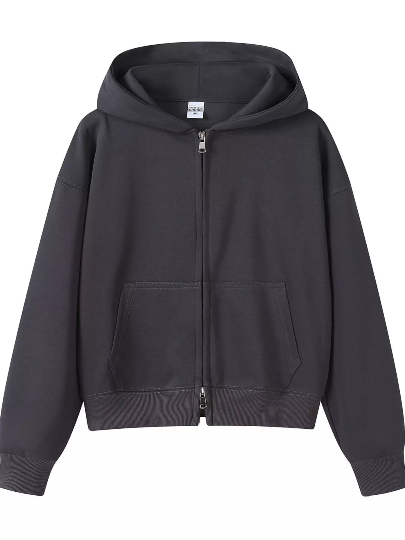 Plus Size Casual Zip-Up Long Sleeve Hoodie