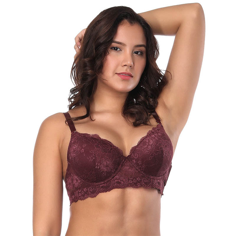 Elegant Lace Bra with Thin Molded Cups