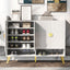 U-Can shoe cabinet with door, 11 layers with adjustable shelves, modern wooden shoe cabinet (PVC surface) - Korvel
