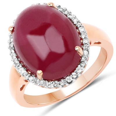 14K Rose Gold Plated Ruby and White Topaz Cocktail Ring