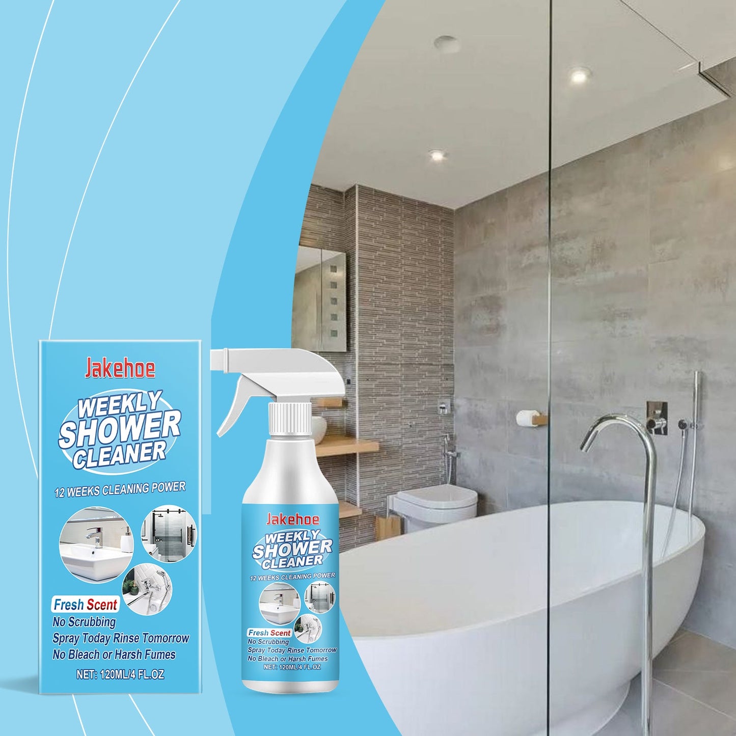 Bathroom Decontamination Cleaning Spray, Clean Bathroom Glass Door Bathtub Decontamination Water Stain Cleaner - Korvel