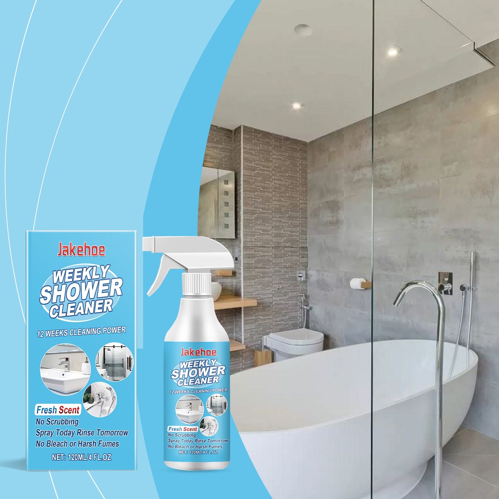 Bathroom Decontamination Cleaning Spray, Clean Bathroom Glass Door Bathtub Decontamination Water Stain Cleaner - Korvel